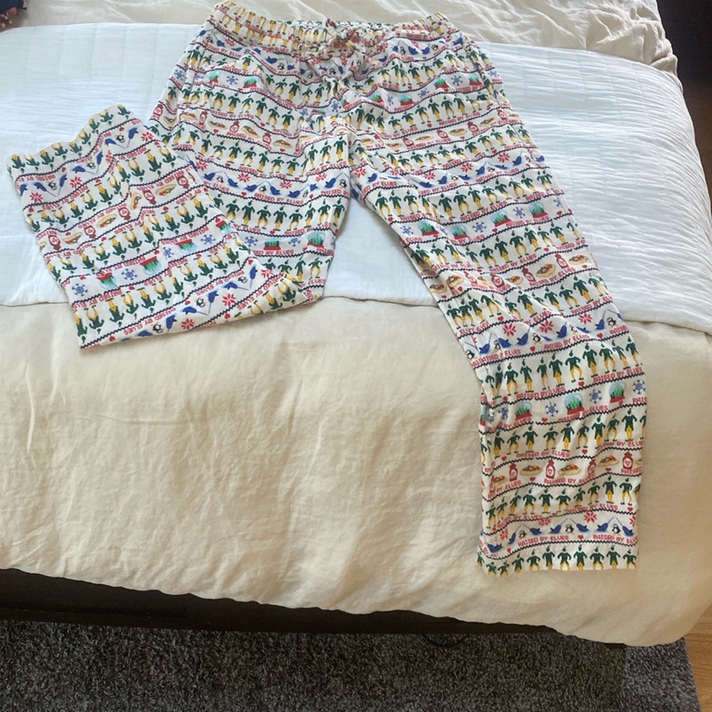 Hanna Anderson adult size large elf holiday pants draw string flannel